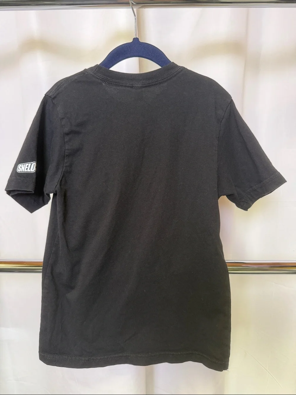 Snelos Boys Black Graphic Basketball Tee with Red Detail small
